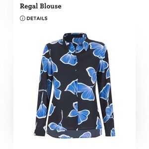 CAbi Navy and Blue Floral Button Down Shirt